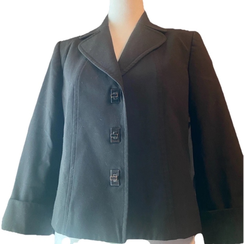 Tahari By Arthur S.‎ Levine Blazer Size 4 Petite Black Jacket